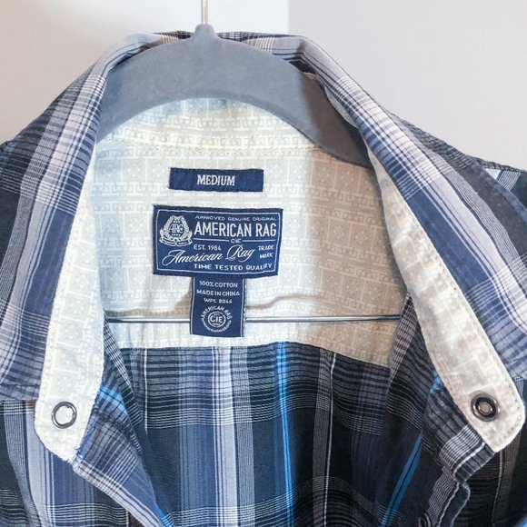 American Rag Men's Shirt Blue-Gray Cotton Long Sleeve Size M - Picture 4 of 5